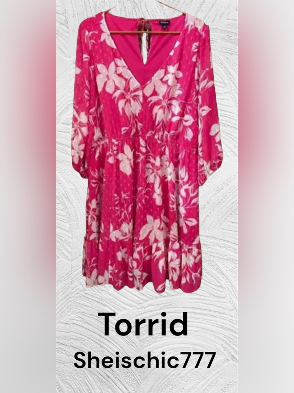 🩷 Torrid Mini Clip Dot Babydoll Dress Plus Sz 4Xl Color Emma Floral